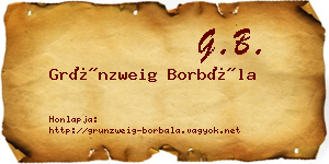 Grünzweig Borbála névjegykártya
